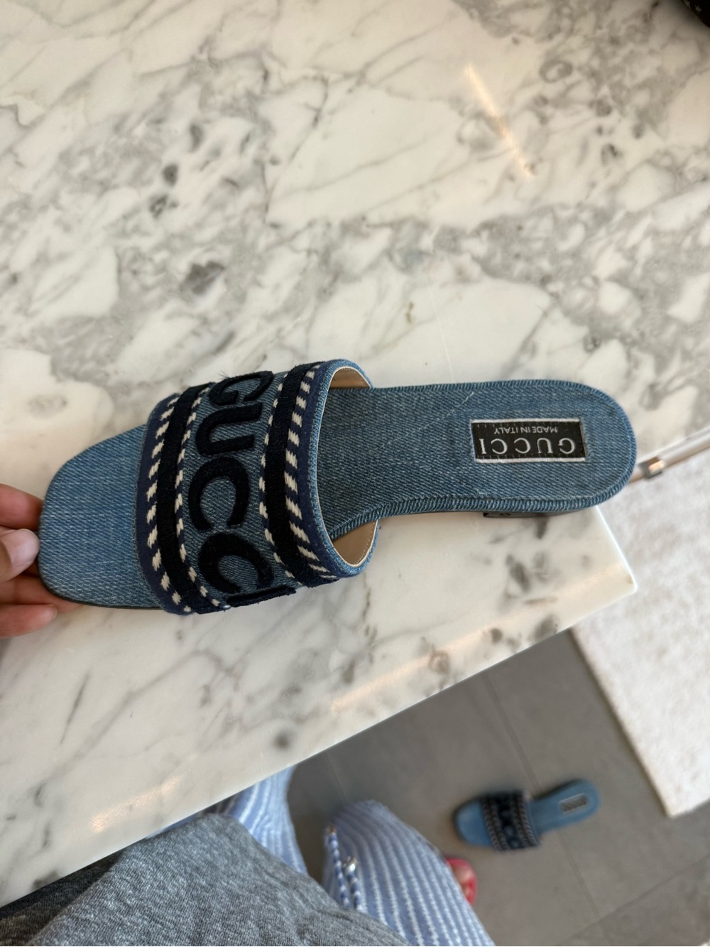 Gucci Blue Denim Slide Sandals size 37 - Picture 2 of 5